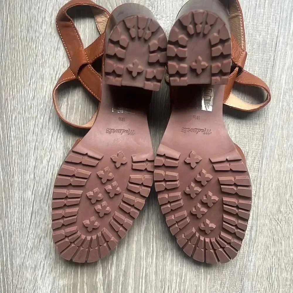 NEW Madewell Claudie Lugsole MaryJane Heels Leather Dried Maple